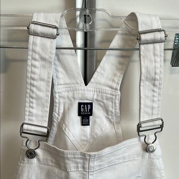 GAP Women's Oversize White Denim Overalls Raw Hem, Size L - Picture 3 of 11